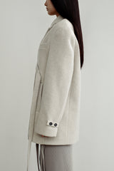 Fuzzy heavy wool coat, Light grey