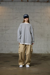 JERRY STRIPE OVERFIT LONG SLEEVE T-SHIRT / GRAY