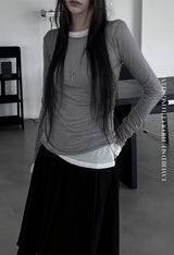 layered see-through long sleeve T (4color)