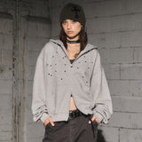 eyelet hood zip up (grey)