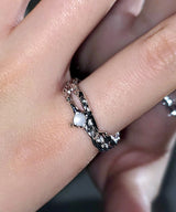 Gray Foggy Star Cubic Open Ring