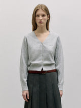 V NECK BOKASHI CARDIGAN LIGHT GRAY