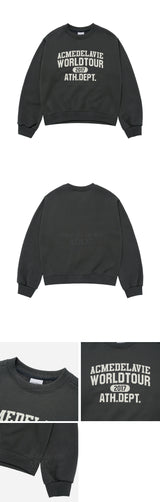 24FW オールドスクールクラックプリンティングクロップナッピングズリースウェットシャツチャコール