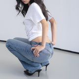 Tiberinus - Lily Jeans - Low-Rise Straight-Leg Jeans - Light Blue - 23 cm Rise - 23.5 cm Leg Opening