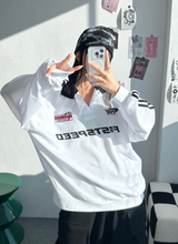 RAGLAN THREE-STRIPE COLLAR SWEATSHIRT🖤🩶🤍 - 3 COLORS