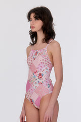 [Bohemian Patchwork_pink] One Piece Swimsuit
