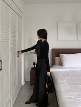 Grace Two-Tuck Button Wide Long Slacks