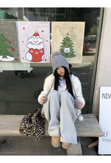 Formal oversized-fit hooded soft knit cardigan