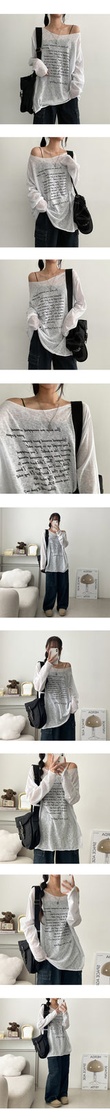 Pore Lip Neck Shoulder See-Through Long Sleeve Tee