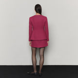 Wool Blended Diagonal Herringbone Tweed Mini Skirt _ Pink