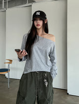 Rabbit Basic Cotton Off Shoulder Long Sleeve