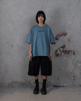 HIERARCHY STUDIOS TYPEWRITER - ウォッシュドブルータイプライターロゴワイドTシャツ