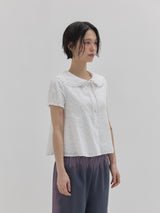 Vented Peter Pan Collar Blouse (White)