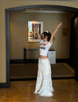 cancan lace maxi long skirt