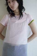 アシンメトリースリーブビーチTシャツ PINK/GREEN