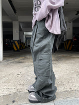 Ehren Charcoal Pintuck Wide Cargo Pants