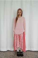 Check Tie Skirt (pink)
