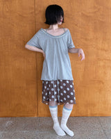 シェル ボタン オープンネック Tシャツ (3colors)