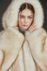 TWO TONE FUR JACKET -IVORY