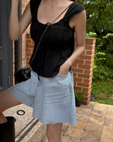 Deep denim short pants