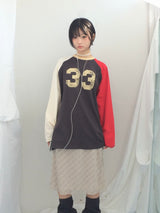 Number-printed color long sleeve