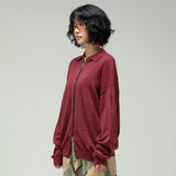 GNT043 Short Punching Zip-up Knit (BURGUNDY)