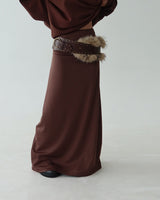 a mink fur ethnic wide belt