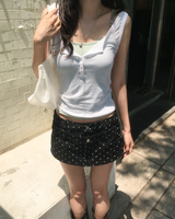 ドットダブルウエストスカートパンツ