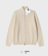 All Day Vertical Ribble Two-Way Half Neck Modal Knit Zip-Up