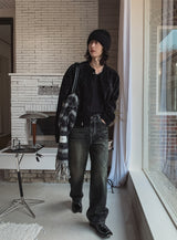 Bent brush wide denim