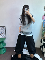 アンバランスドカーゴヒップパッチロングパンツ🤍🩶🖤3カラー