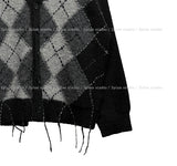 Harvers Argyle Color Matching Knit Cardigan