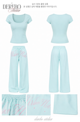 Taylor Mint Lettering Casual Wide Pants