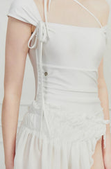 DEW COWL SWIMSUIT white