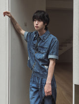 Ute Vintage Crop Short Sleeve Denim Jacket