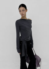 [MADE] Yuyu Strap Asymmetrical Long Sleeve Tee