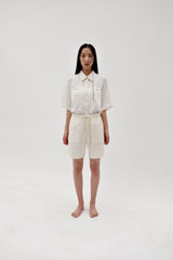 Cotton blend tweed shorts, Cream