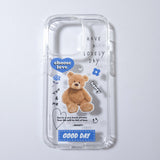 Clear Jelly Hard Phone Case - Fluffy Teddy [ iPhone,Galaxy] - Blue