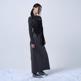 CUT-OUT MAXI LONG SKIRT (CHARCOAL)