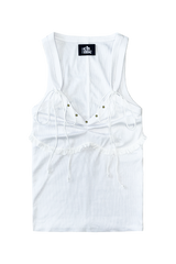 STUD FRILL SLEEVELESS (WHITE)