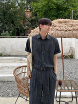 Olin linen indigo half shirts