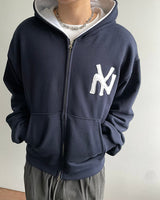 NY Crop Embroidered Zip-Up Hoodie
