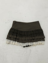 Brown Vintage Check Skirt Pants