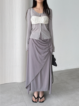 mute shirring skirts (2color)