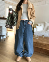 Deez Back Pocket Washed Denim Balloon Pants