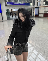 Damage Fur Denim Jacket