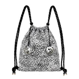Fur Pompoms Gym Sack [White Leopard]