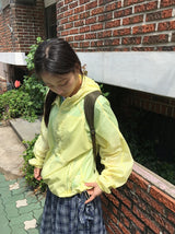 [unisex] バヒカラーフードウィンドブレーカージャンパー
