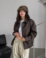 Hazel loose-fit pocket leather jumper