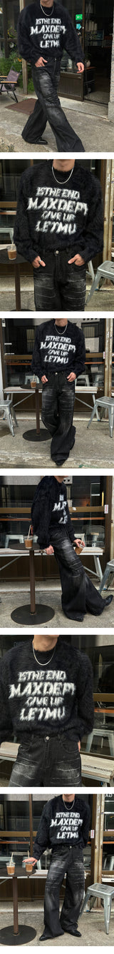[Unisex] ヘビーアンゴラレタリングニット(2color)